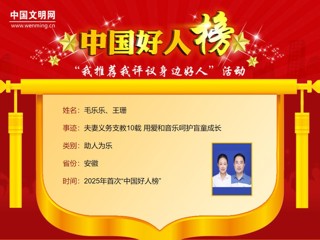 世界杯官网2005届校友毛乐乐、王珊荣登“中国好人榜”